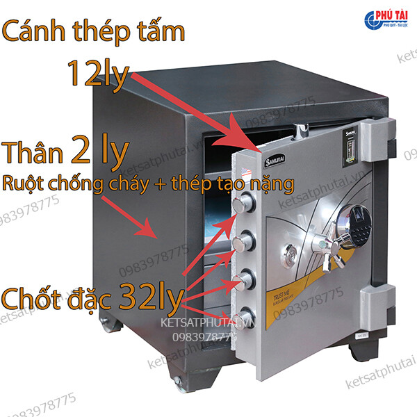 Két sắt Samurai MF25 khóa vân tay điện tử